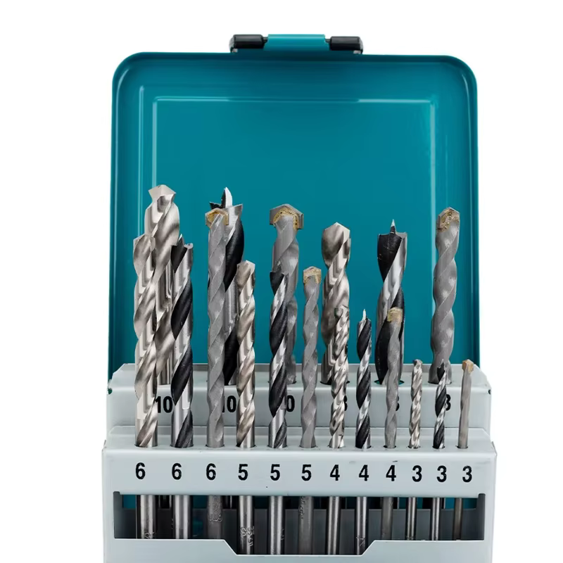 Makita D-46202 jeu de forets 18 pièces acier rapide béton bois torsions foret accessoires pour outils électriques