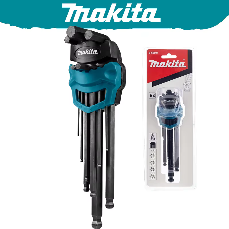 Makita B-65894 jeu de clés hexagonales 9 pièces plusieurs tailles clé hexagonale clé Allen jeu de combinaison accessoires d'outils