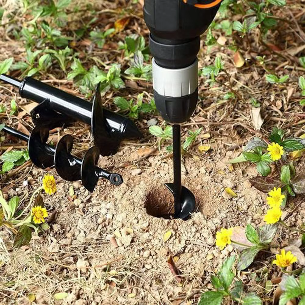 Lot de 3 tarières de jardin en spirale pour perceuses sans fil