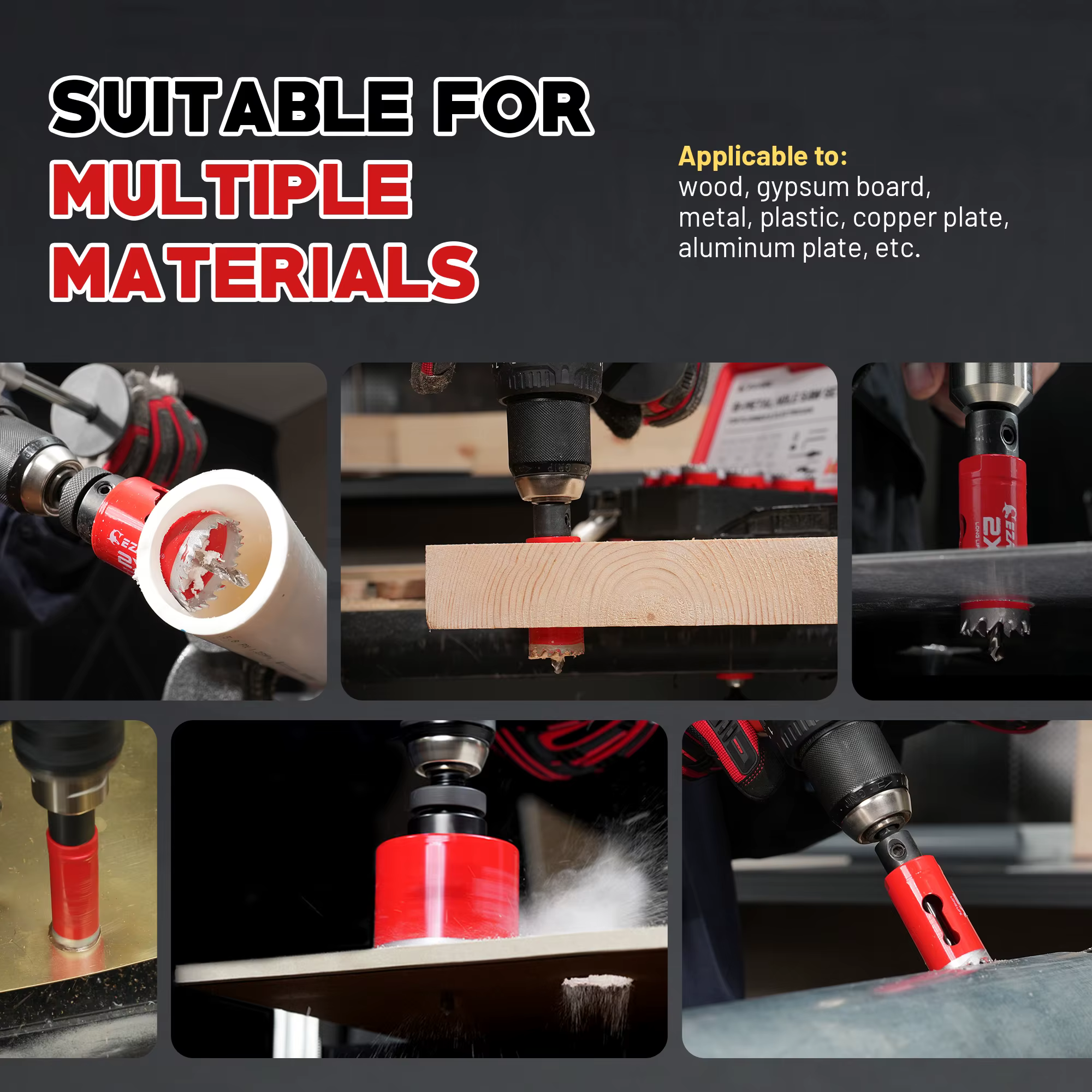 Kit de scies cloches bi-métal EZARC avec 8 % de cobalt pour le bois
