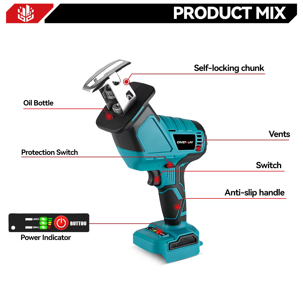 ONEVAN 3600W scie alternative électrique sans brosse 12000spm outils de coupe de tuyau/bois sans fil