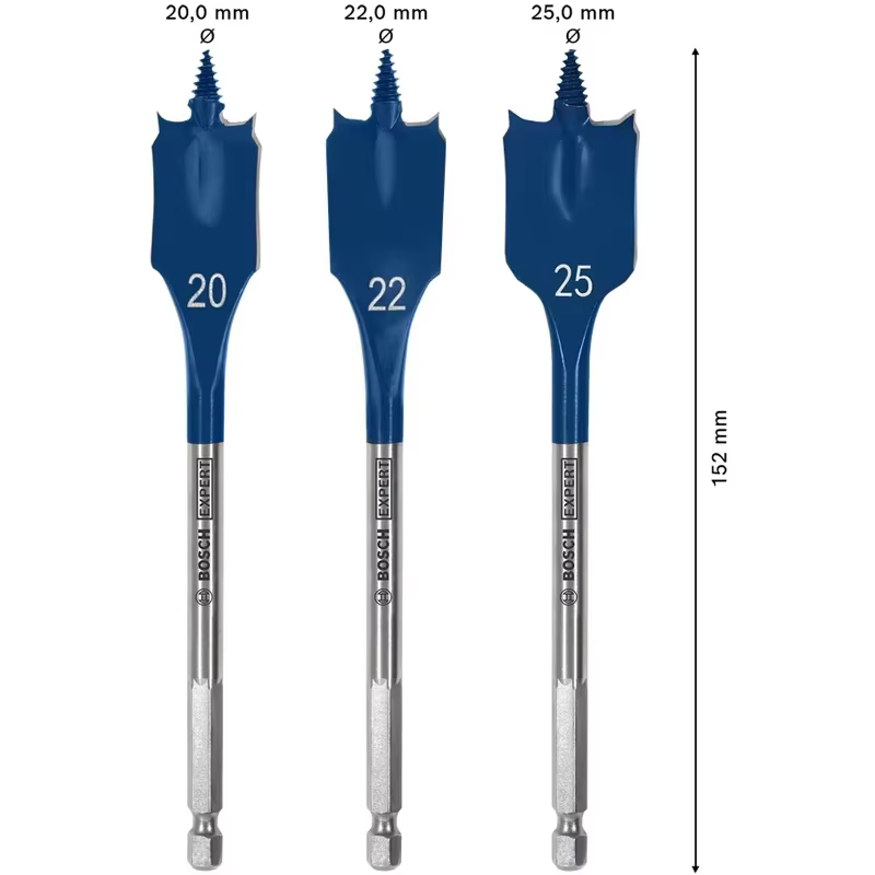 BOSCH EXPERT 2608900331 Jeu de 3 forets auto-évasés Speed Spade pour perçage rapide et brut du bois tendre