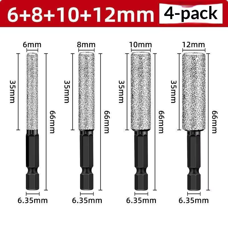 Jeu de forets à sec brasés sous vide de 5 à 12 mm - Pack de 2 - Pour divers matériaux durs