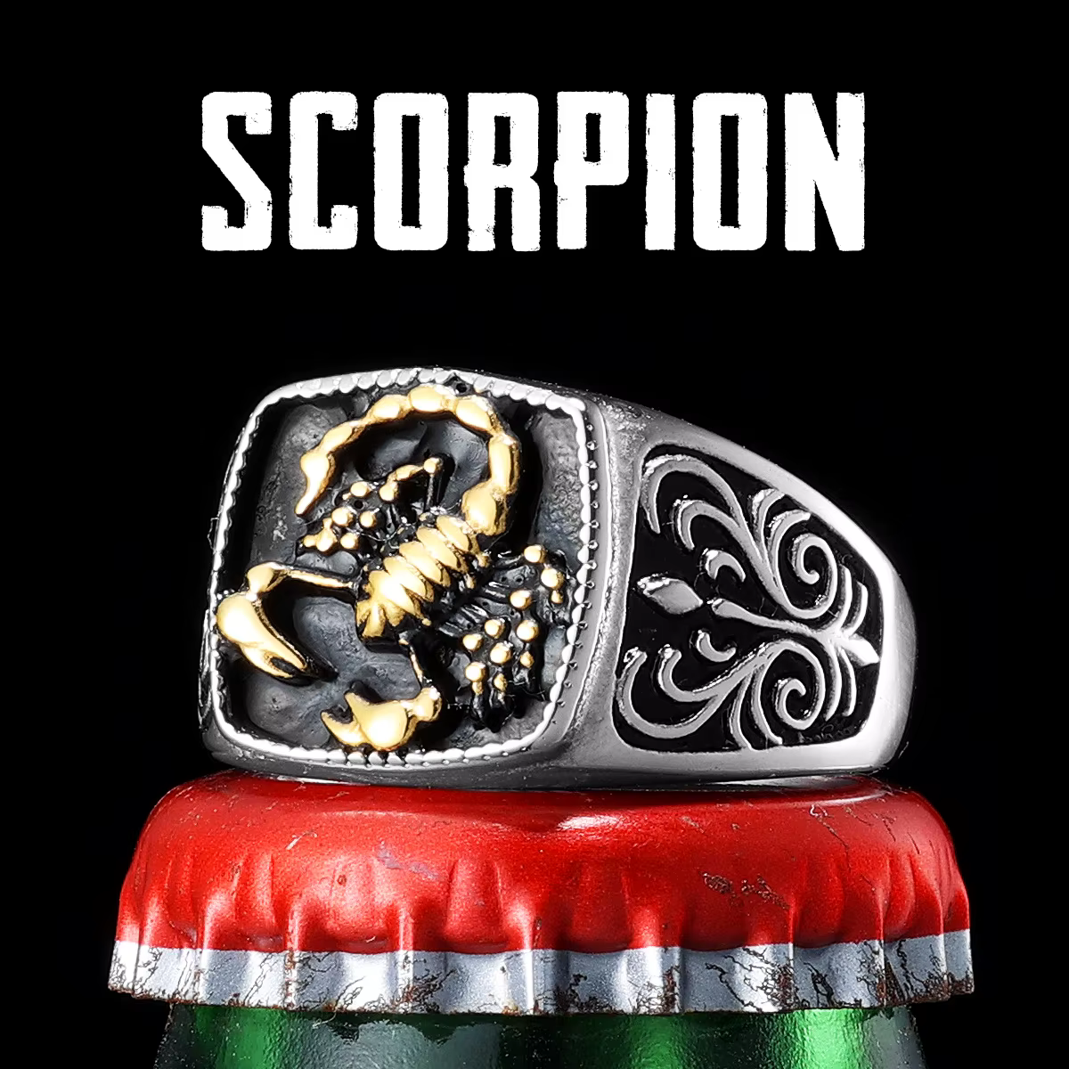 Scorpion-Bagues carrées en acier inoxydable pour hommes et femmes, Punk, Bijoux fantaisie, Cadeau créatif, Vente en gros, Dropshipping, Nouveau