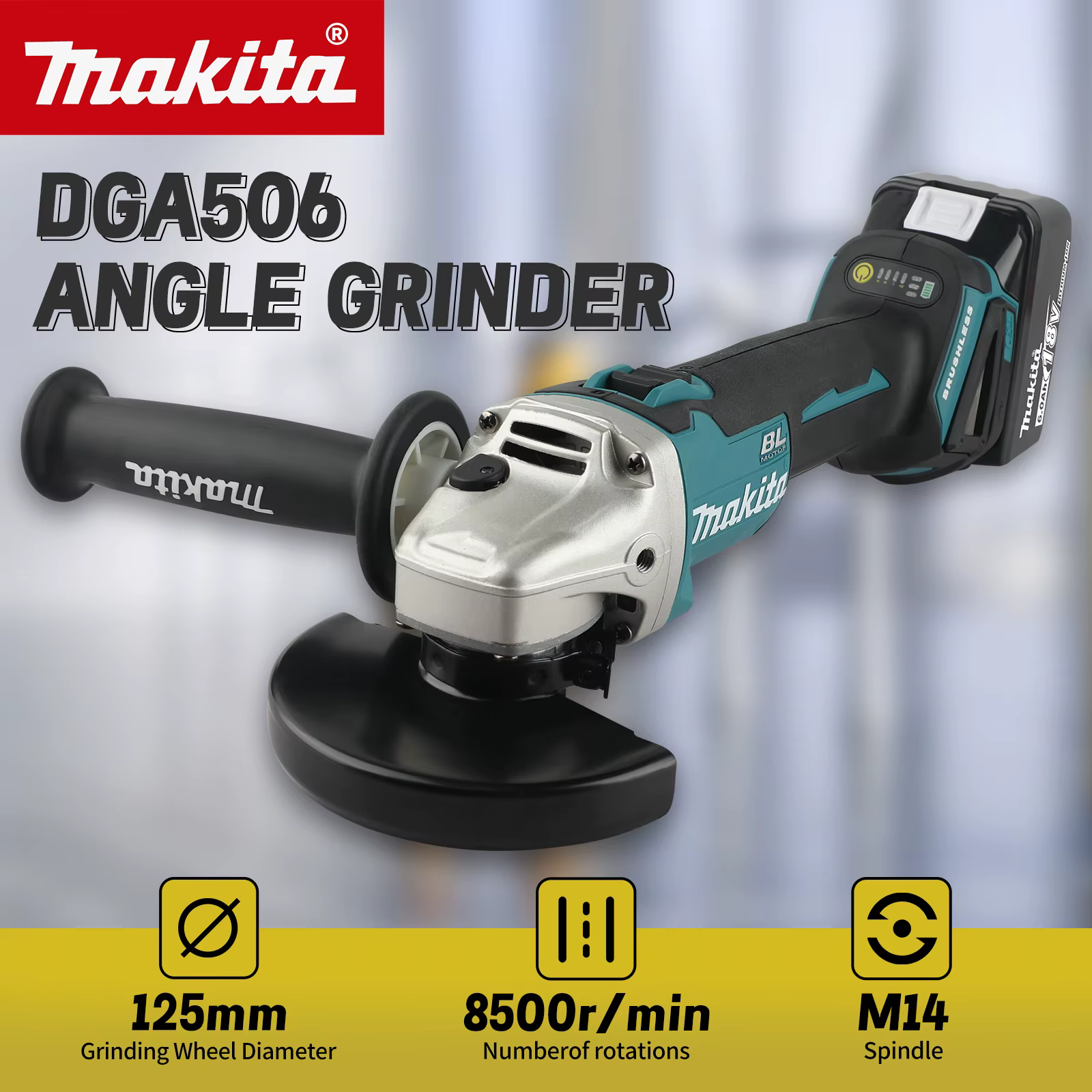 Meuleuse d'angle électrique Makita DGA506 18V 125mm 2026