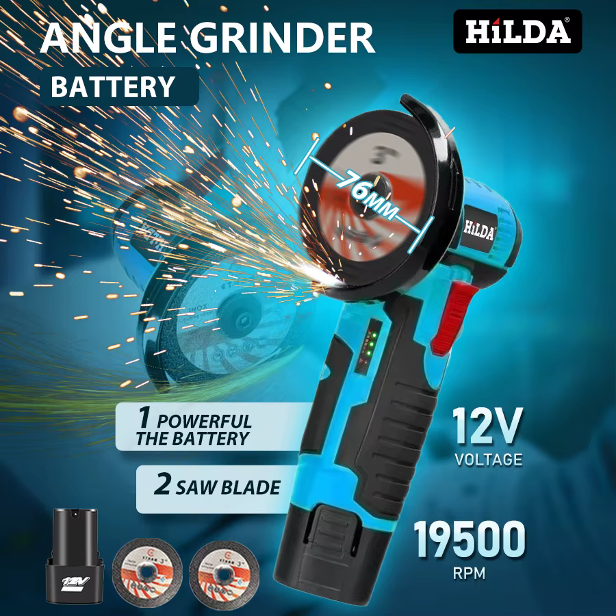 HILDA 12V 3/4 pouces Lithium meuleuse d'angle électrique batterie Rechargeable sans brosse/brossé Machine de polissage Mini Machine de découpe