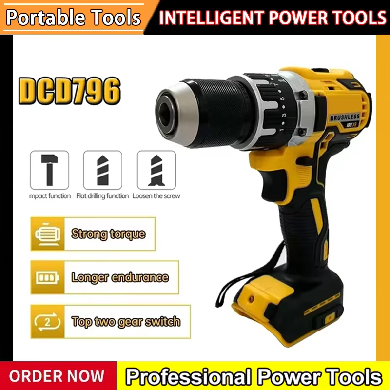 DCD796 2000 tr/min perceuse électrique sans fil pilote sans brosse vitesse réglable perceuse à main à percussion outils électriques rechargeables adaptés à Dewalt