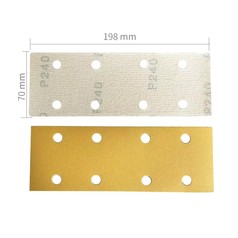 Papier de verre abrasif 70x198mm carré 8 trous bande Abrasive sans poussière antiadhésive grain 80-400 gommage utilisé