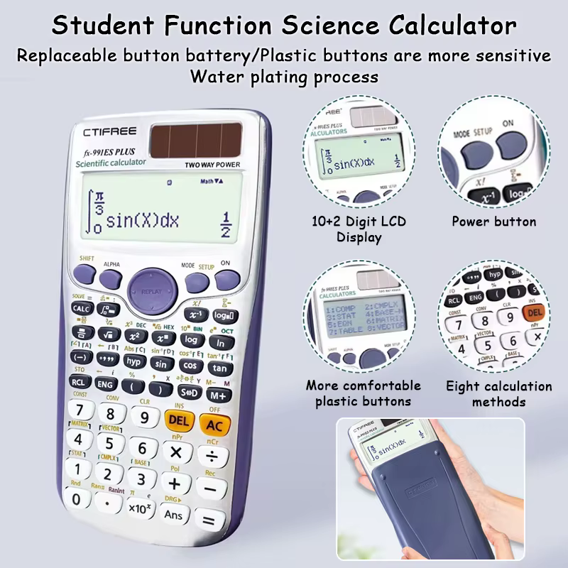 Calculatrice multifonctionnelle très vendue avec 417 fonctions pour résoudre des équations complexes lors des examens universitaires et scolaires