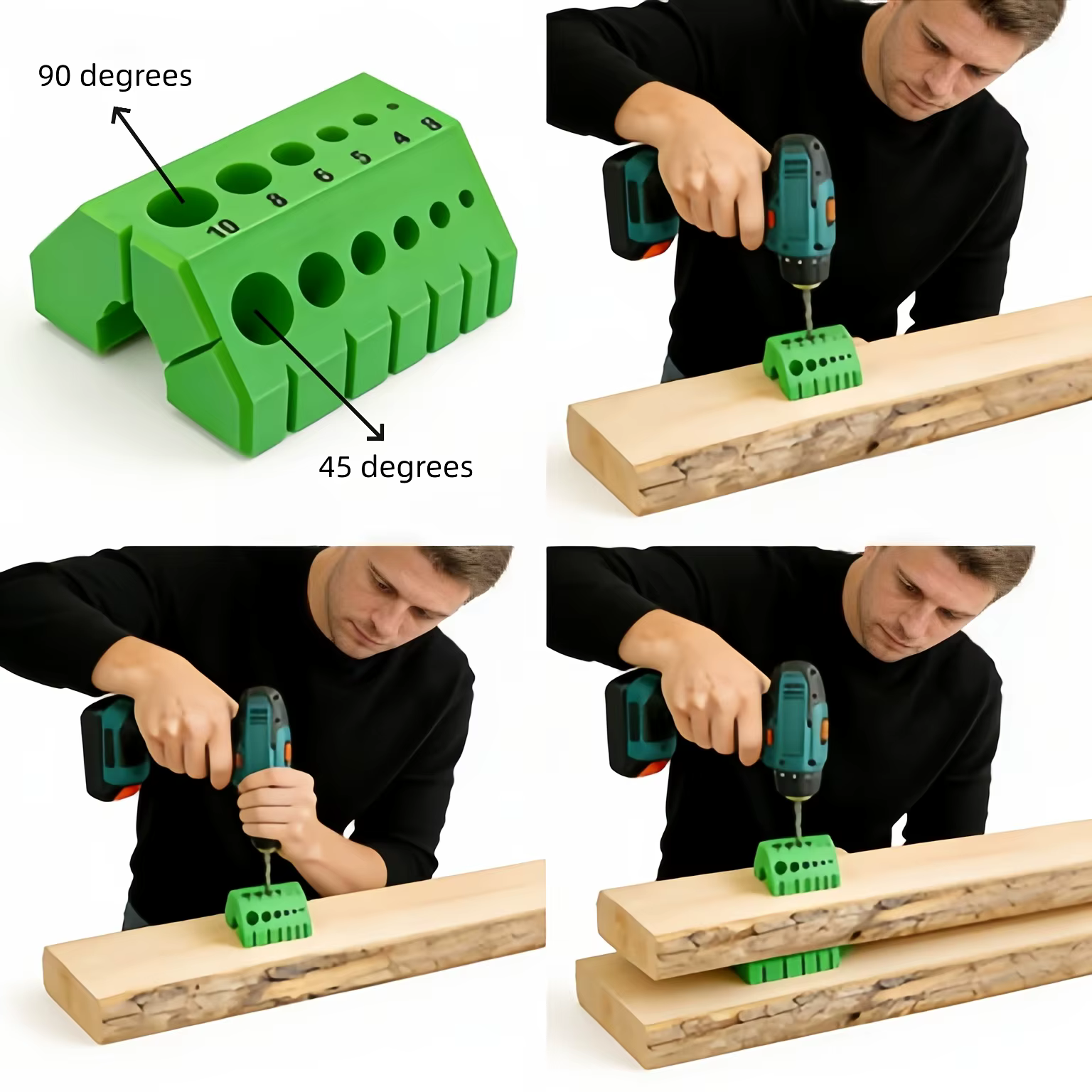 45 ° 90 ° Guide de perçage avec échelle numérique