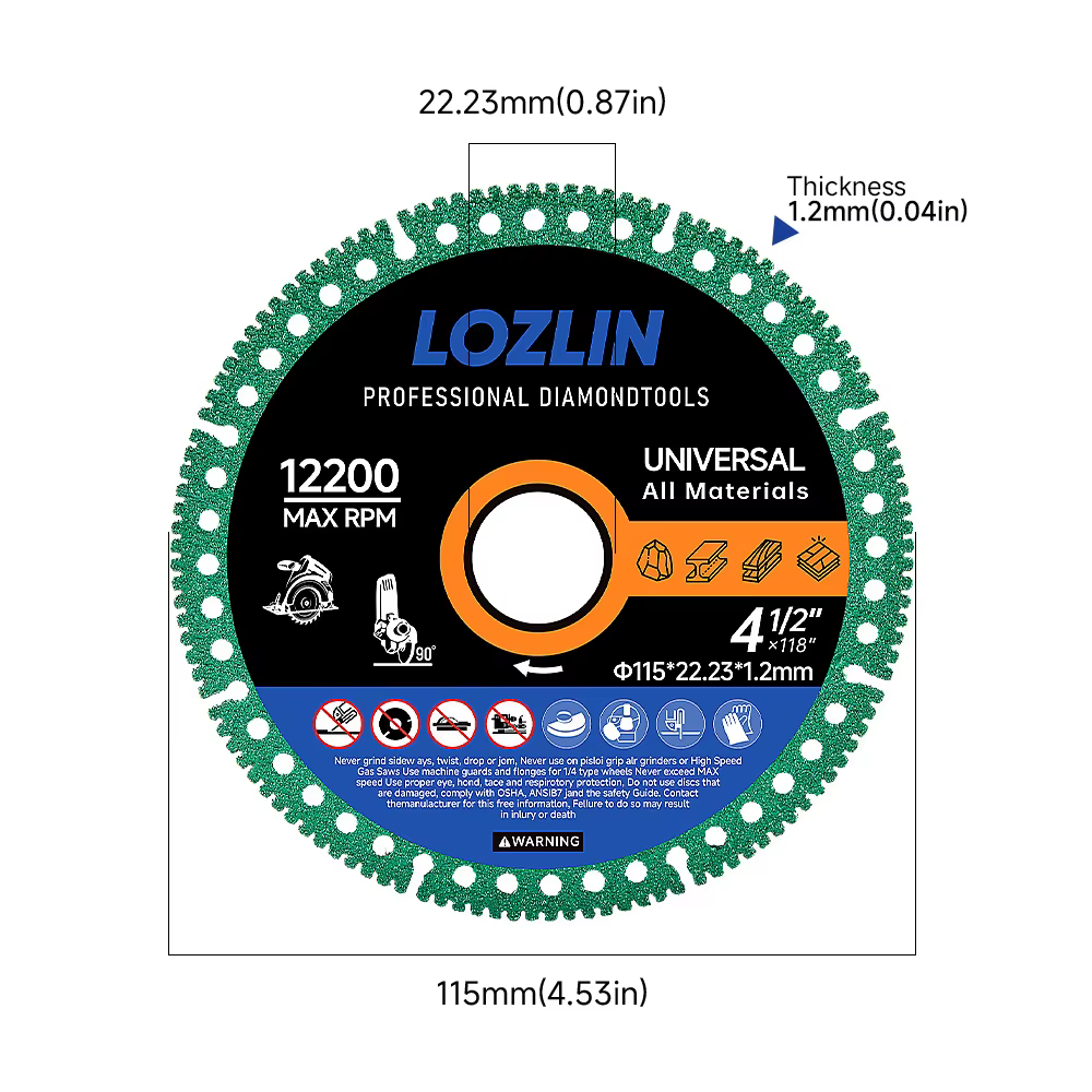 LOZLIN 3 pièces, disque de coupe diamanté de 4