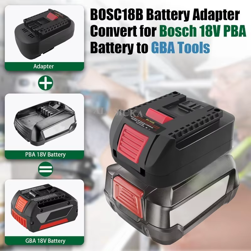 Adaptateur de batterie pour batteries Bosch PBA 18V Li-ion pour outils électriques Bosch/Maktia/Milwaukee/Hitachi/Hikok/Parkside 18/20V