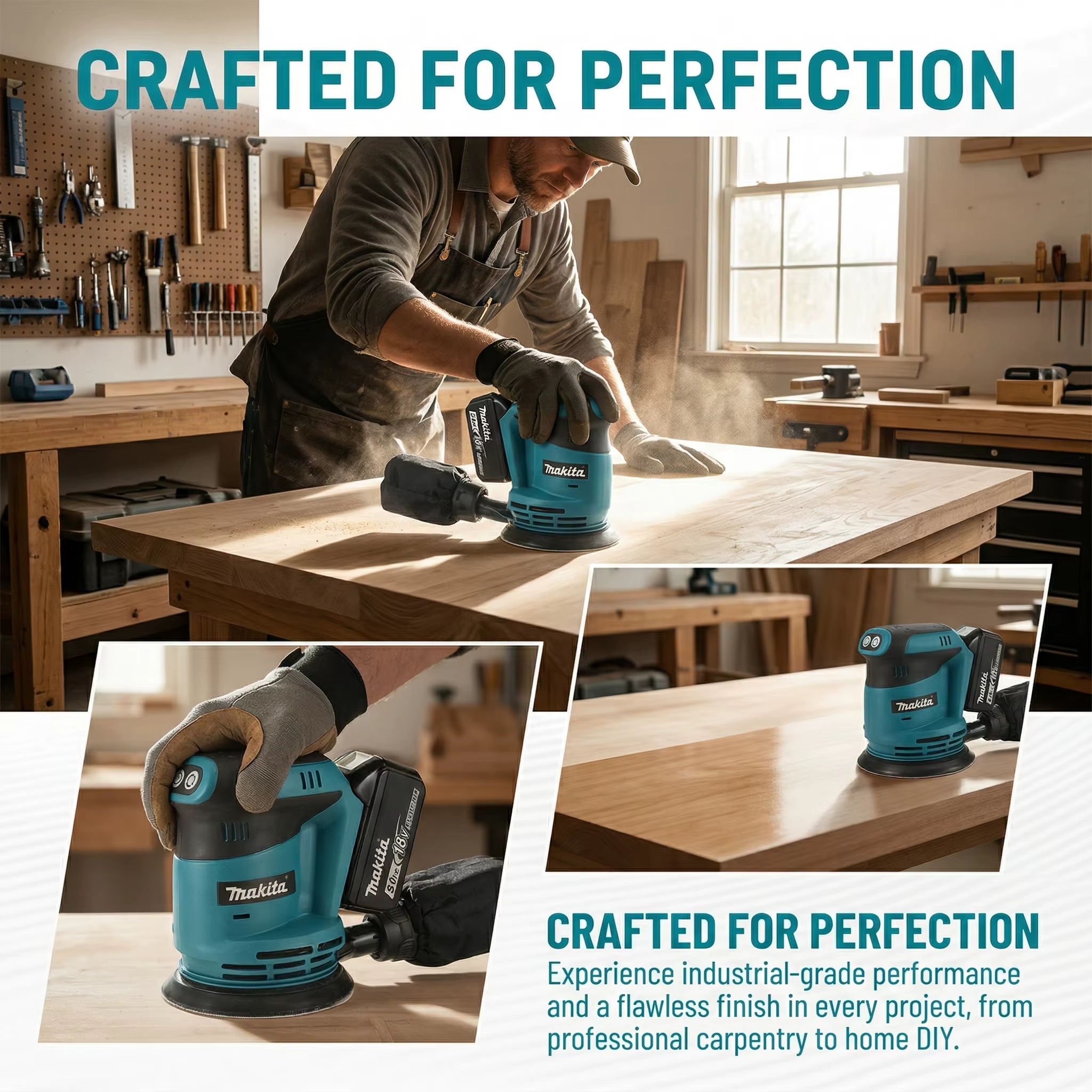 Ponceuse orbitale aléatoire sans fil Makita 18V sans balais