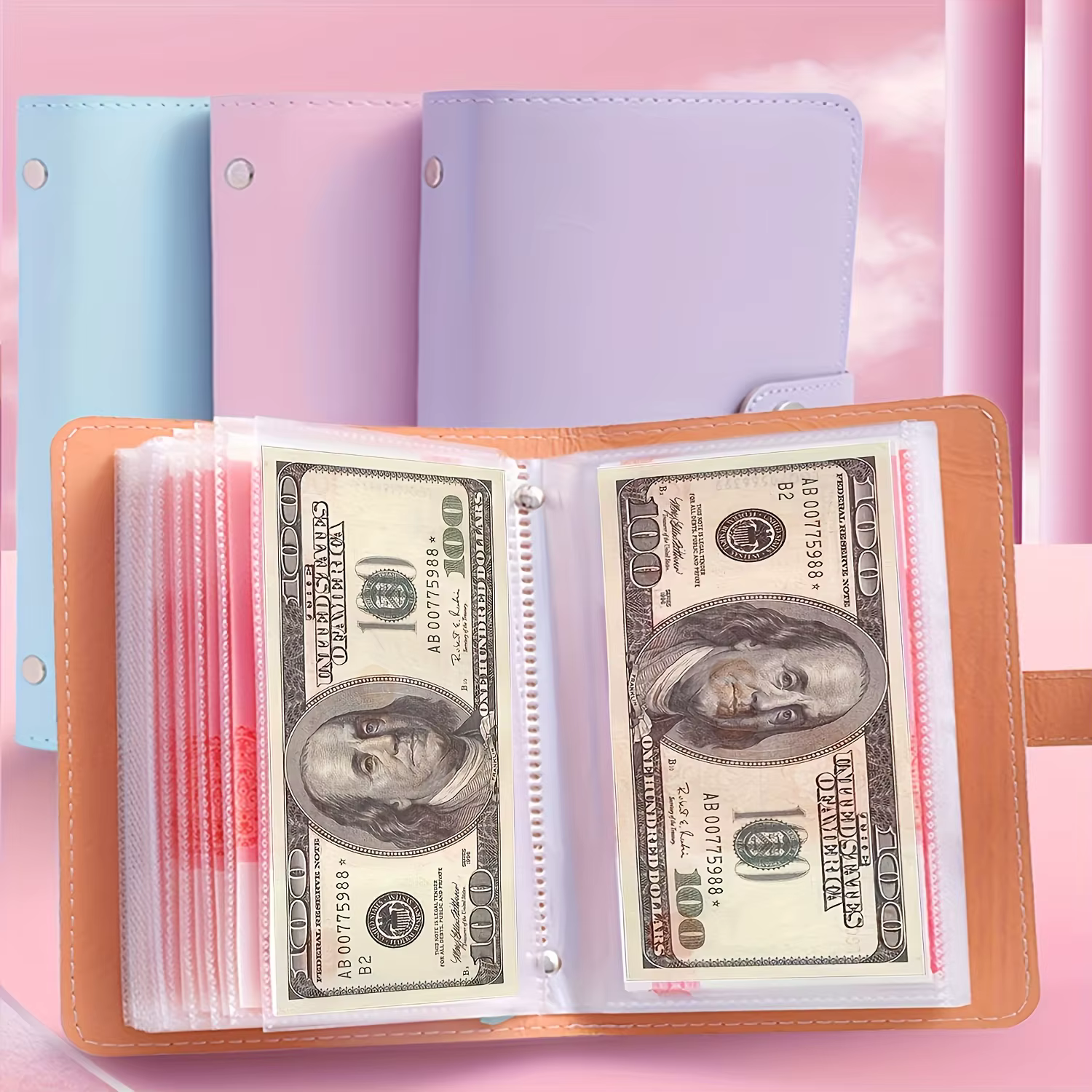 Livre d'épargne pour billets de banque, livre d'épargne avec fermeture, portefeuille à poche rabattable, livre de rangement pour billets simples, livre de collection pratique