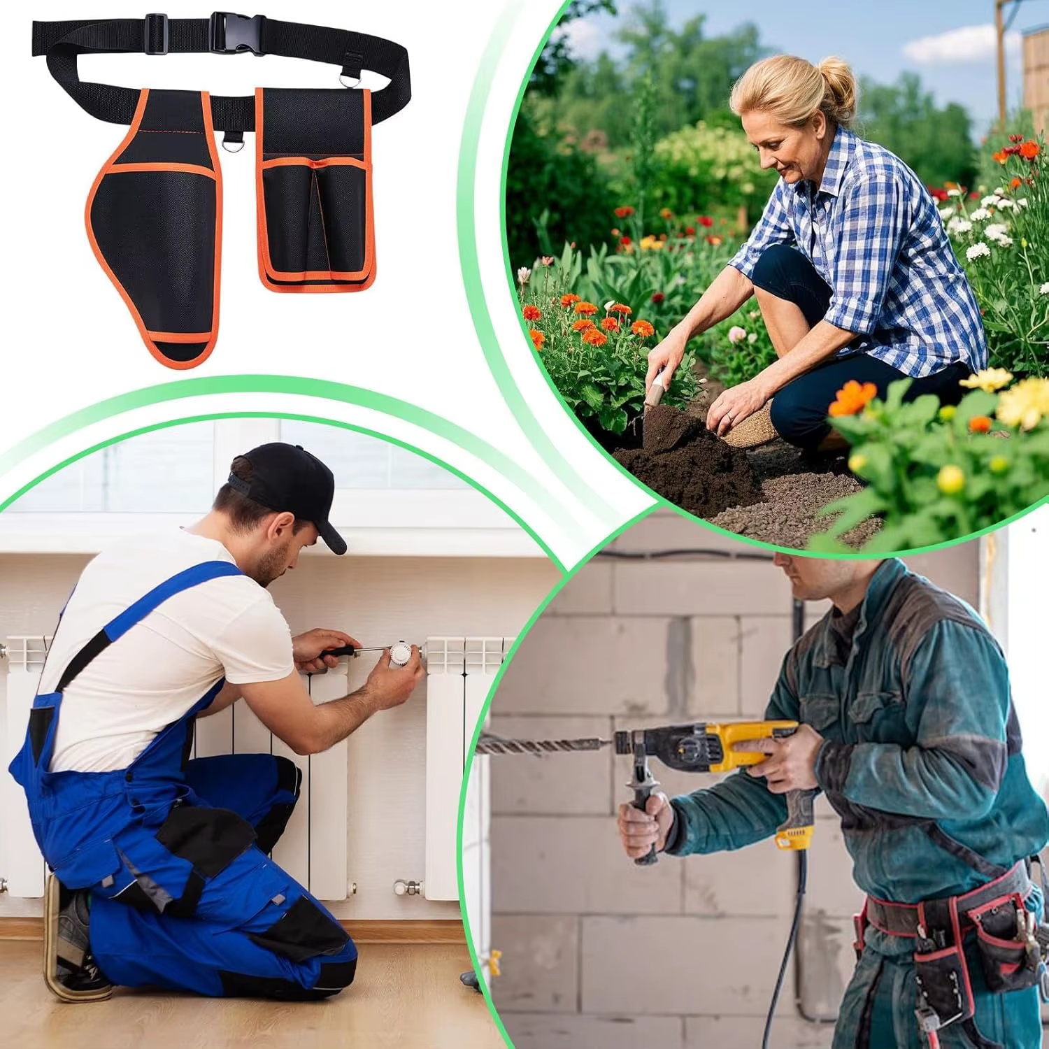 Sac de ceinture pour cisailles électriques de jardin avec compartiment de rangement pour batterie