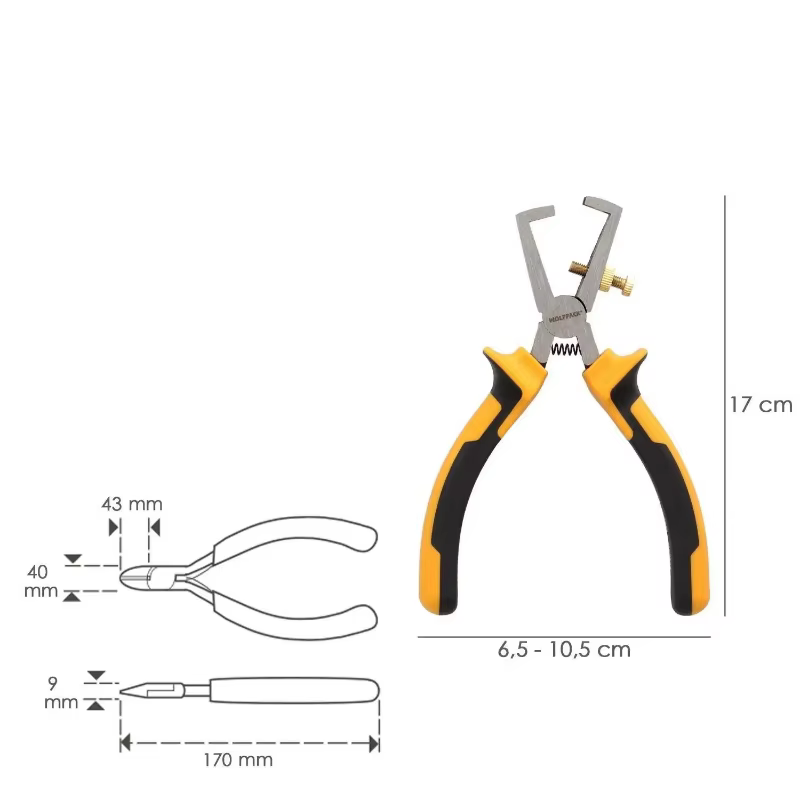 Dénudeur de fils WOLFPACK LINEA PROFESIONAL 150 mm avec poignée ergonomique en TPR
