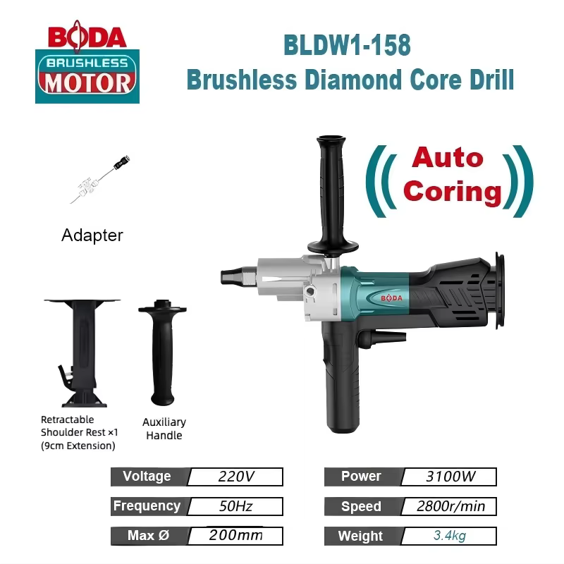 BODA BLDW1-158 3100W perceuse à noyau de diamant sans brosse