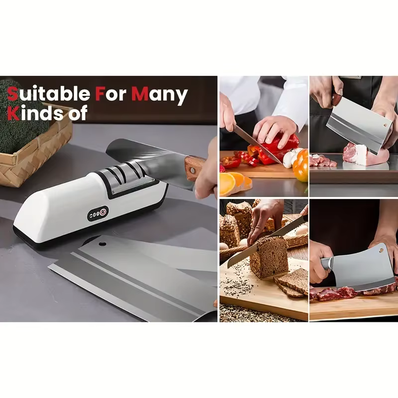 Aiguiseur de couteaux électrique multifonctionnel antidérapant, aiguiseur de couteaux professionnel automatique de petite taille, outils d'affûtage rapide pour la cuisine