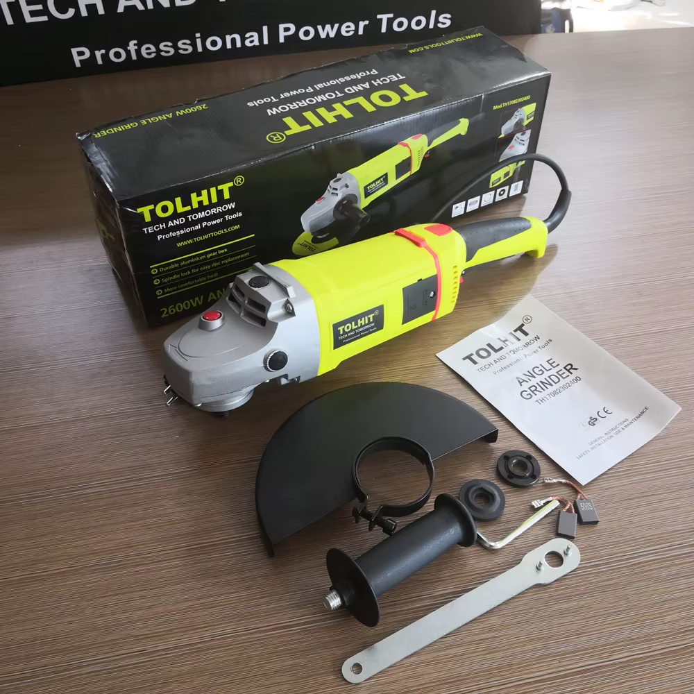 Meuleuse d'angle industrielle professionnelle 2600W 6000 tr/min 230mm 9 pouces avec interrupteur à palette jaune