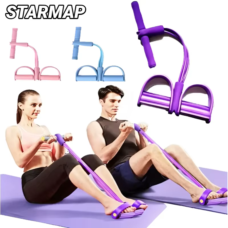Tendeur de pédale multifonctionnel à quatre tubes, équipement de fitness domestique, bande élastique de yoga, ULde tension abdominale