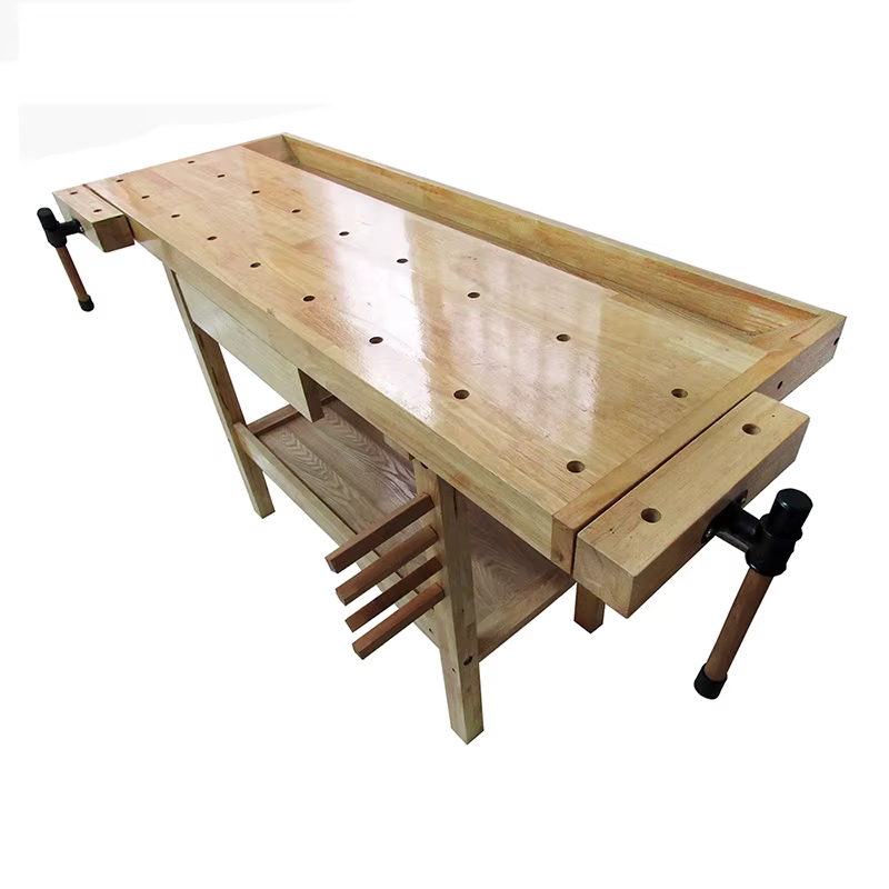 Établi de travail de calcul multifonctionnel, console en bois de hêtre, bricolage manuel, menuiserie, table en bois massif avec YL-151-A de serrage