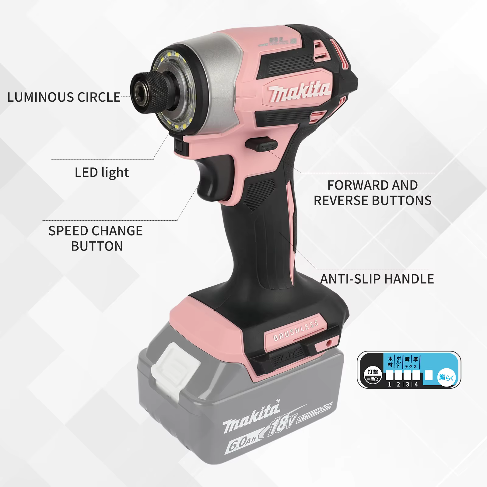 Perceuse sans fil Makita 18V DTD173 rose