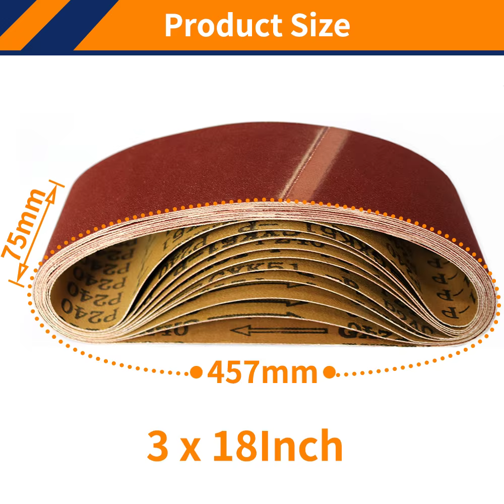 12 pièces 457*75mm bandes abrasives 3 "* 18" bande de ponceuse 4 de 80/120/150 grain mixte pour le polissage du bois et du métal mou