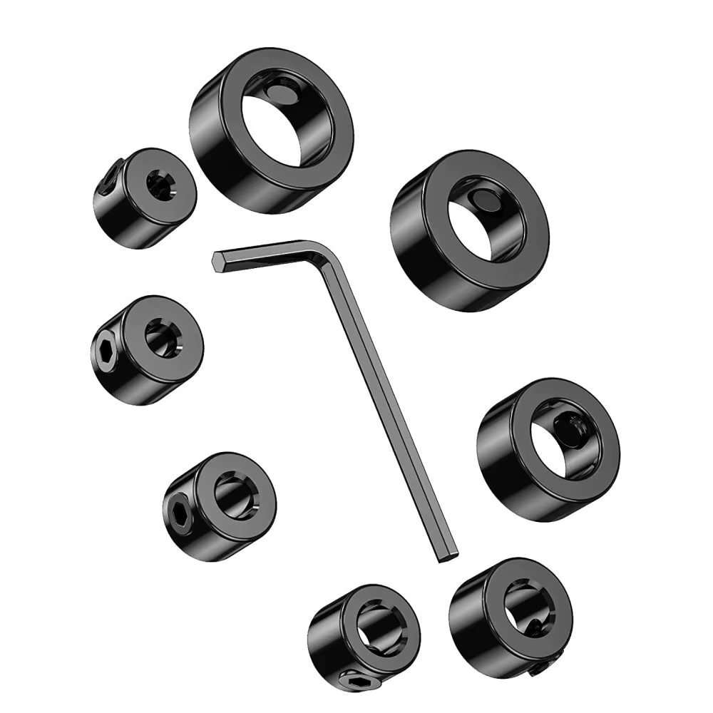 Jeu de colliers d'embout d'arrêt de profondeur de forage, anneau de limite de positionnement réglable, clé Allen, serrer le bouchon, vis, outil de travail du bois