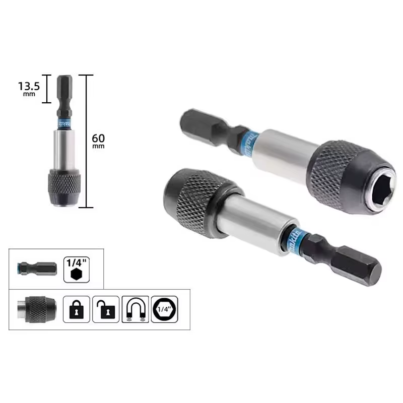 Makita E-08791 Impact noir porte-embout magnétique 60MM 1/4 "poignée hexagonale manchon