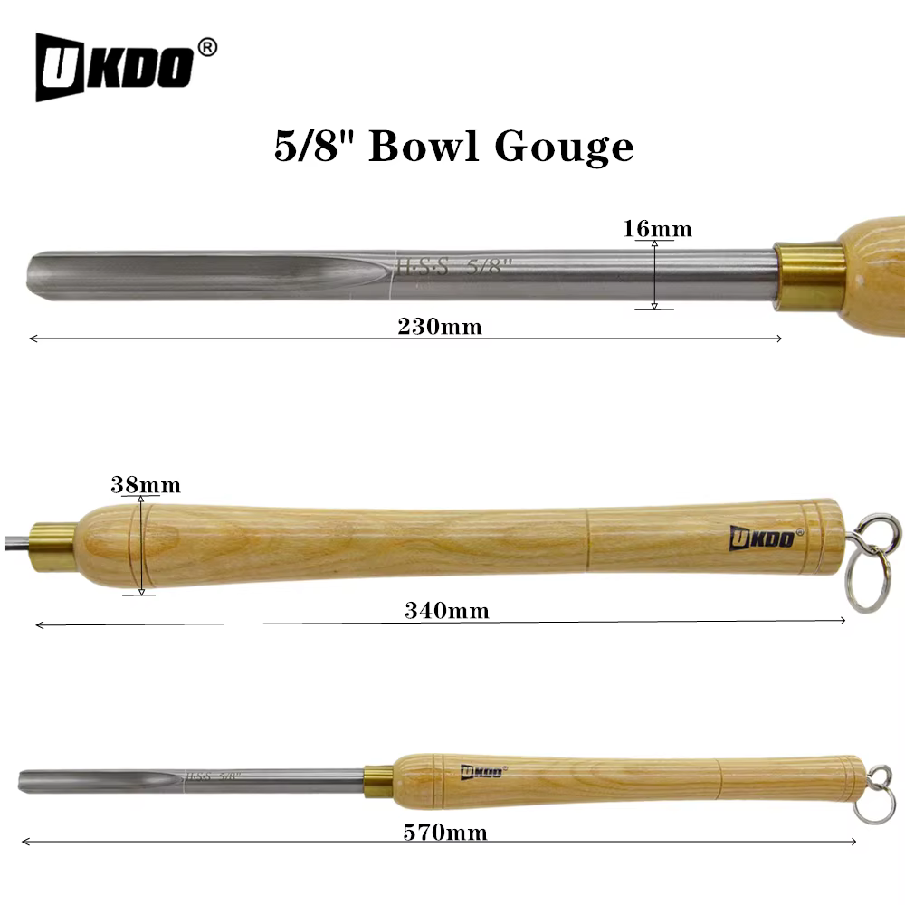 UCDO 16mm outils de tournage du bois broche Gouge HSS V en forme de flûte