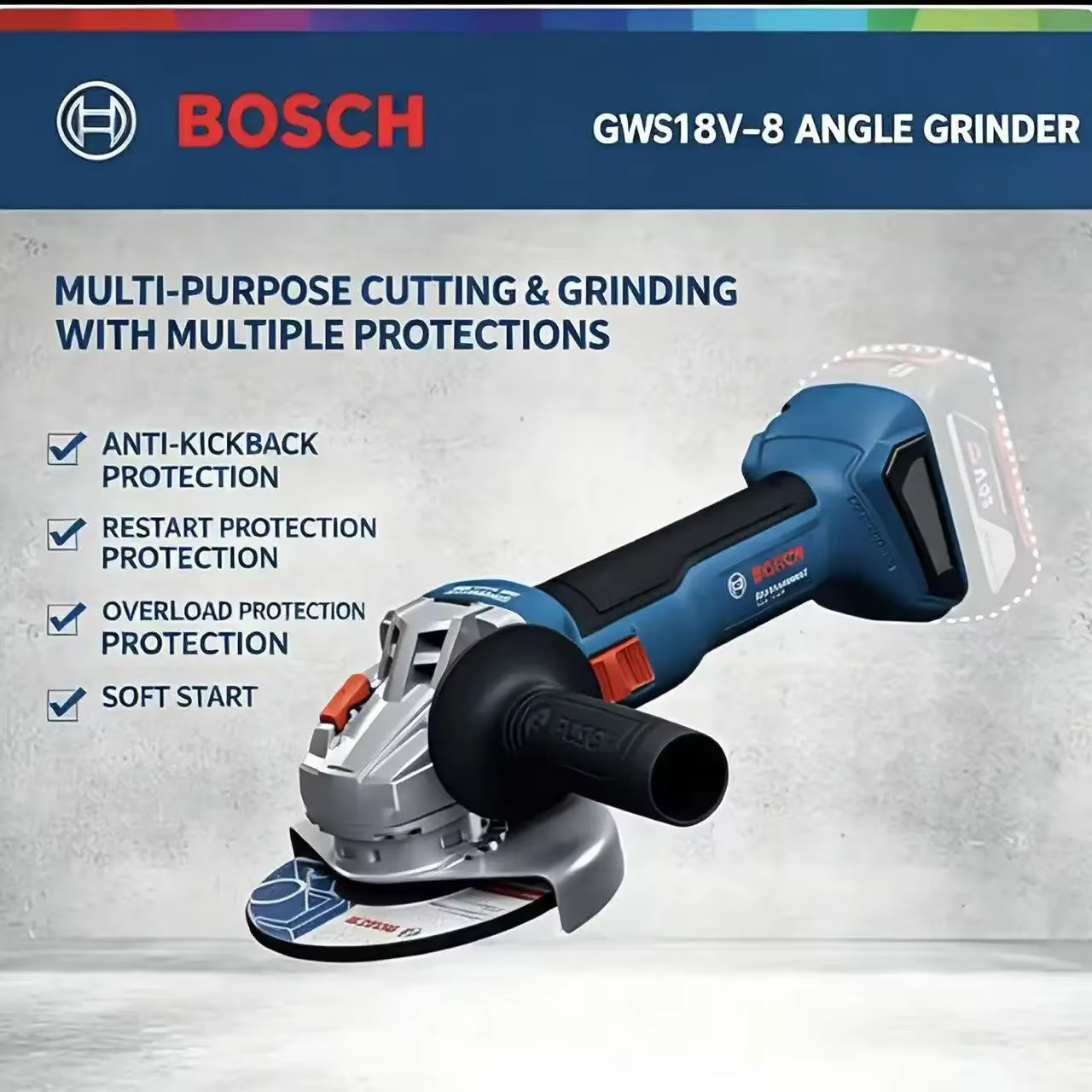 Meuleuse d'angle professionnelle Bosch GWS 18V-8