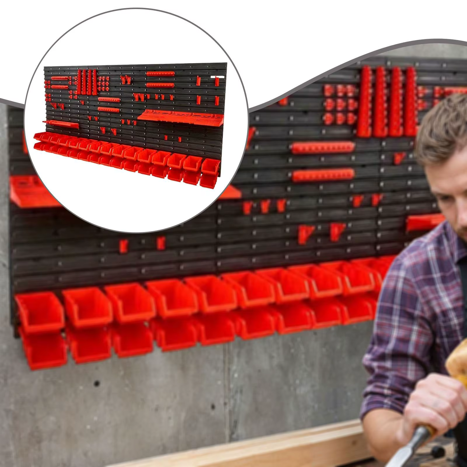 Organisateur d'outils mural en plastique ABS avec tiroirs pour garage et atelier