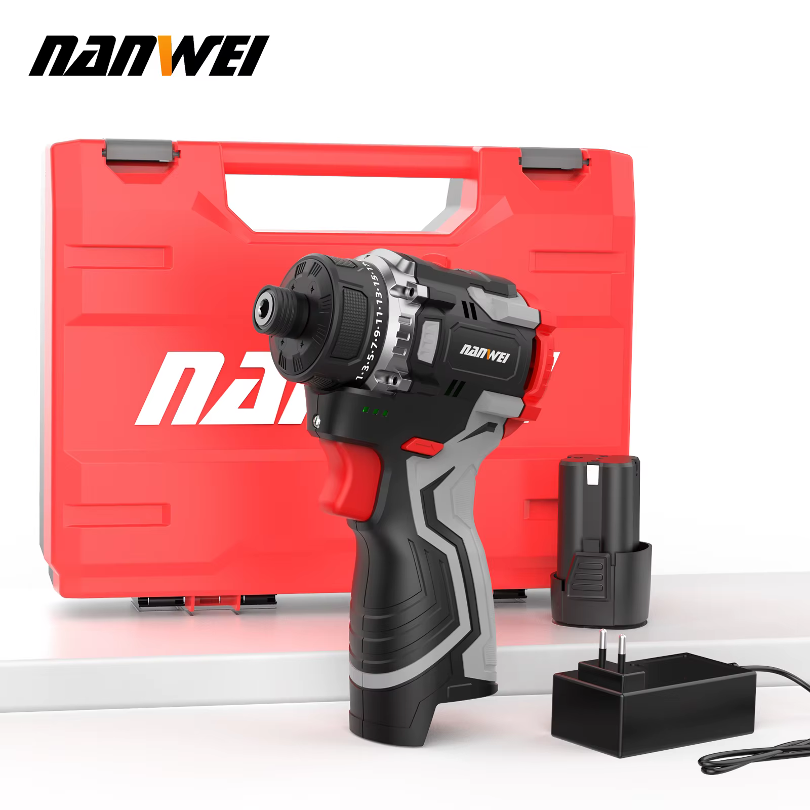 NANWEI 16.8V Lithium-ion perceuse sans fil portable universel sans brosse Double vitesse pilote tournevis sans fil