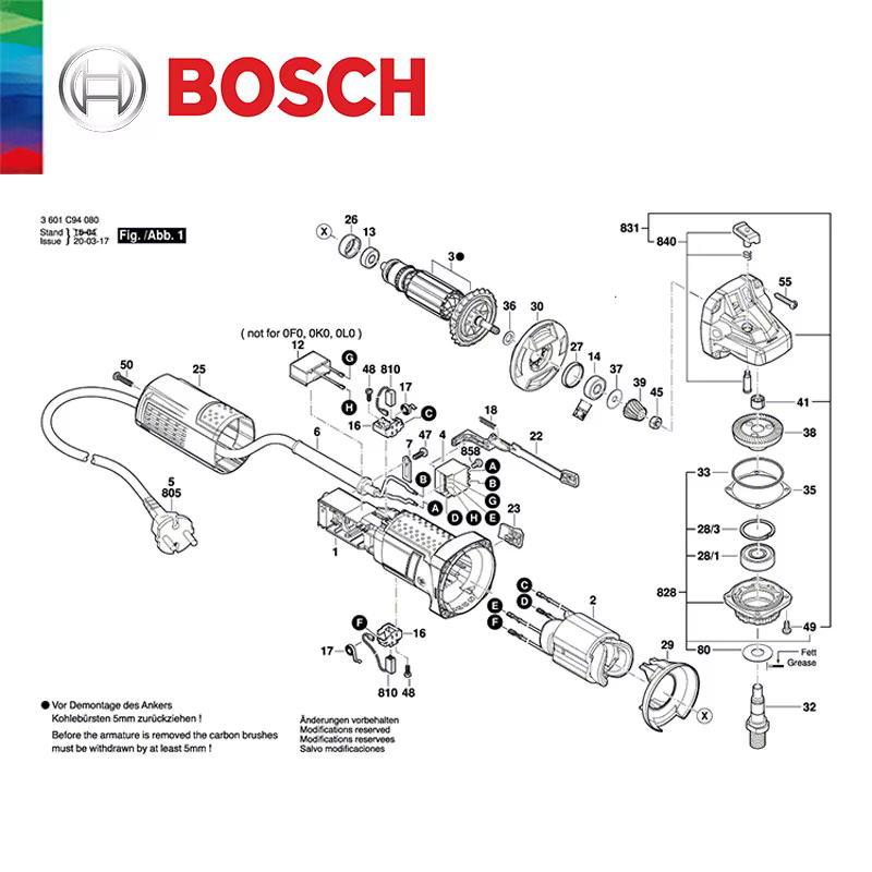 BOSCH – meuleuse d'angle de remplacement GWS 750 GWS 7-125
