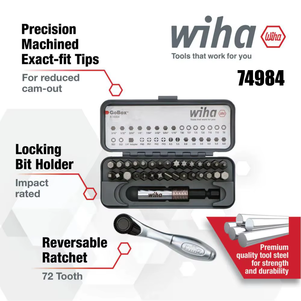 Wiha 32 pièces GoBox, jeu de clés à cliquet multifonctionnelles miniatures