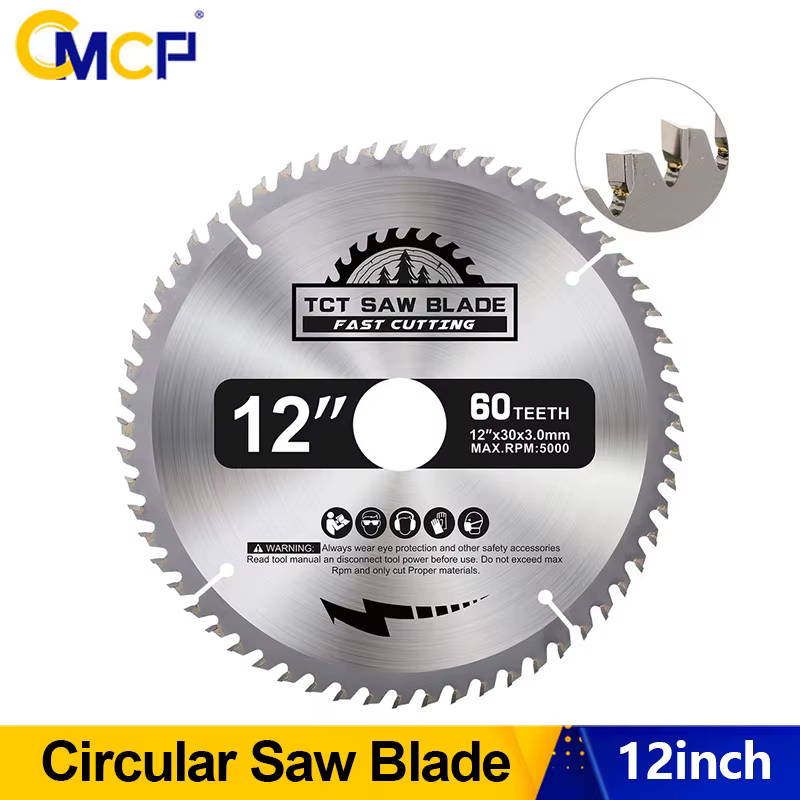 CMCP 1 pièce 12 ''300mm lame de scie circulaire en carbure 60 dents TCT disque de coupe du bois alésage 30mm