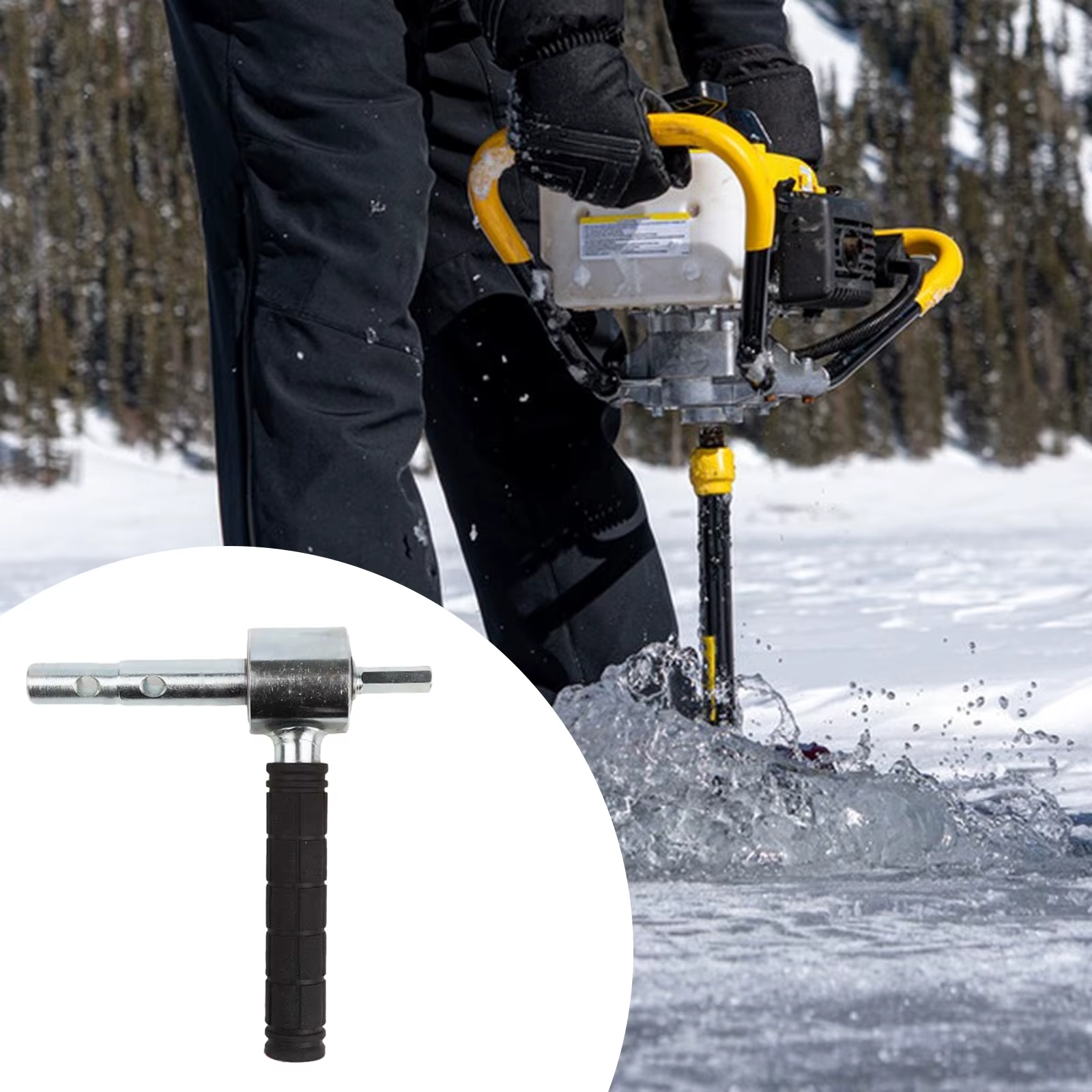 Adaptateur de perceuse à tarière à glace avec poignée