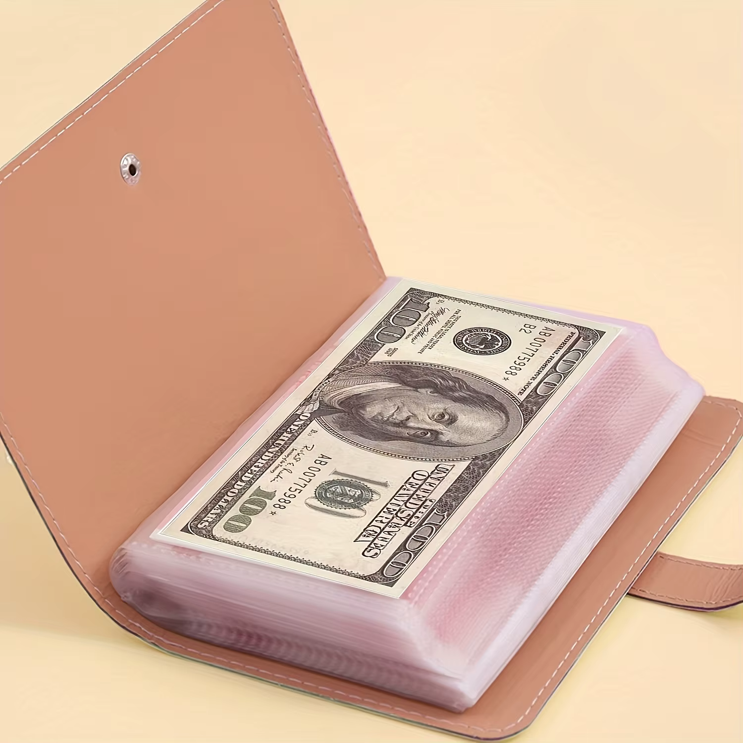 Livre d'épargne pour billets de banque, livre d'épargne avec fermeture, portefeuille à poche rabattable, livre de rangement pour billets simples, livre de collection pratique