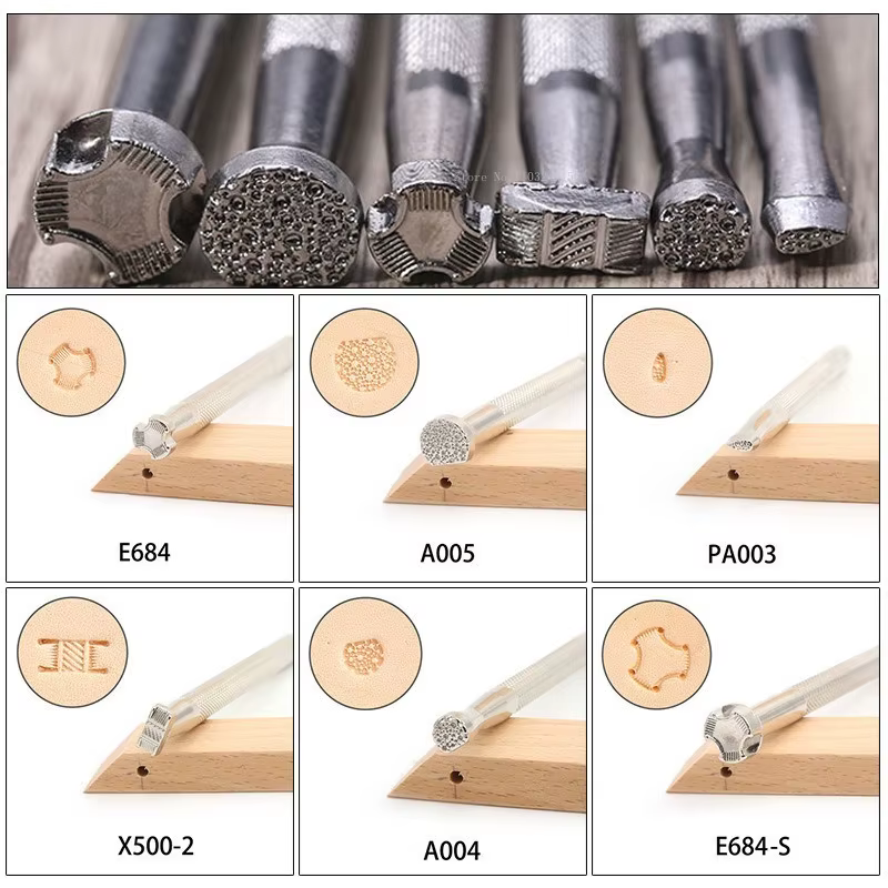 Outils d'impression du cuir, 6 types de Styles, gravure en gaufrage, ustensile d'artisanat du cuir, bricolage, timbres d'estampage, outils d'art manuels