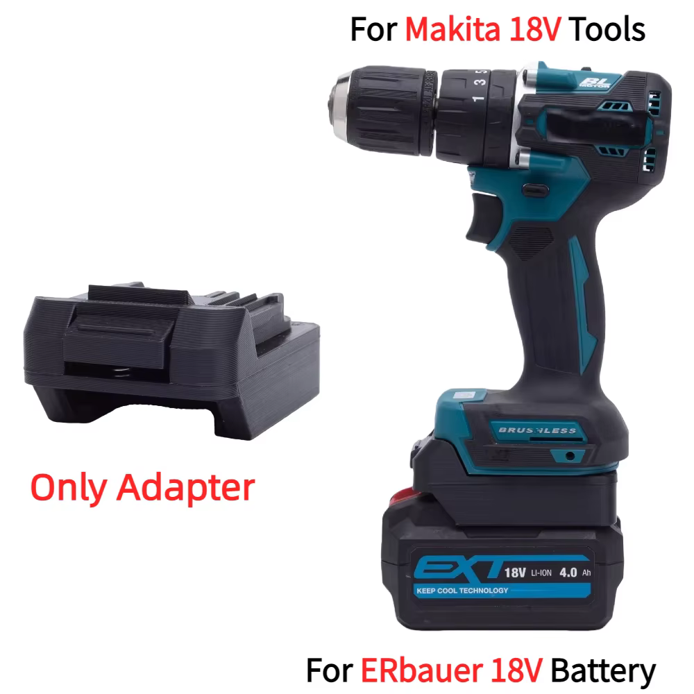 Adaptateur/convertisseur pour batterie Li-ion ERbauer 18V vers Ryobi ONE +/Bosch/Makita/Dewalt/Parkside X20V/Milwaukee