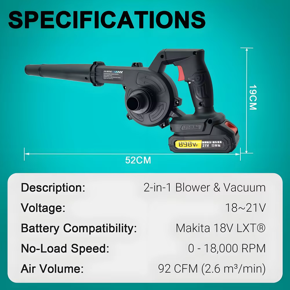 Souffleur d'air et aspirateur sans fil 2 en 1