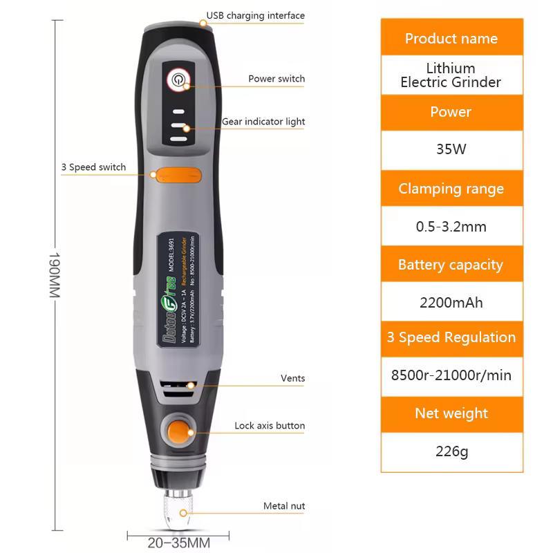 35W USB outil rotatif sans fil Dremel bricolage Mini perceuse stylo de gravure électrique 3 vitesses