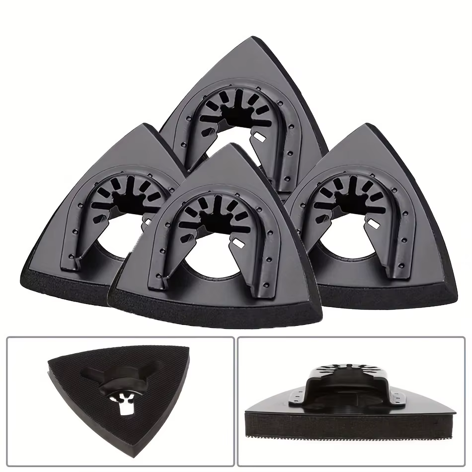 2/4 pièces Patins de ponçage triangulaires à fixation rapide pour outil oscillant