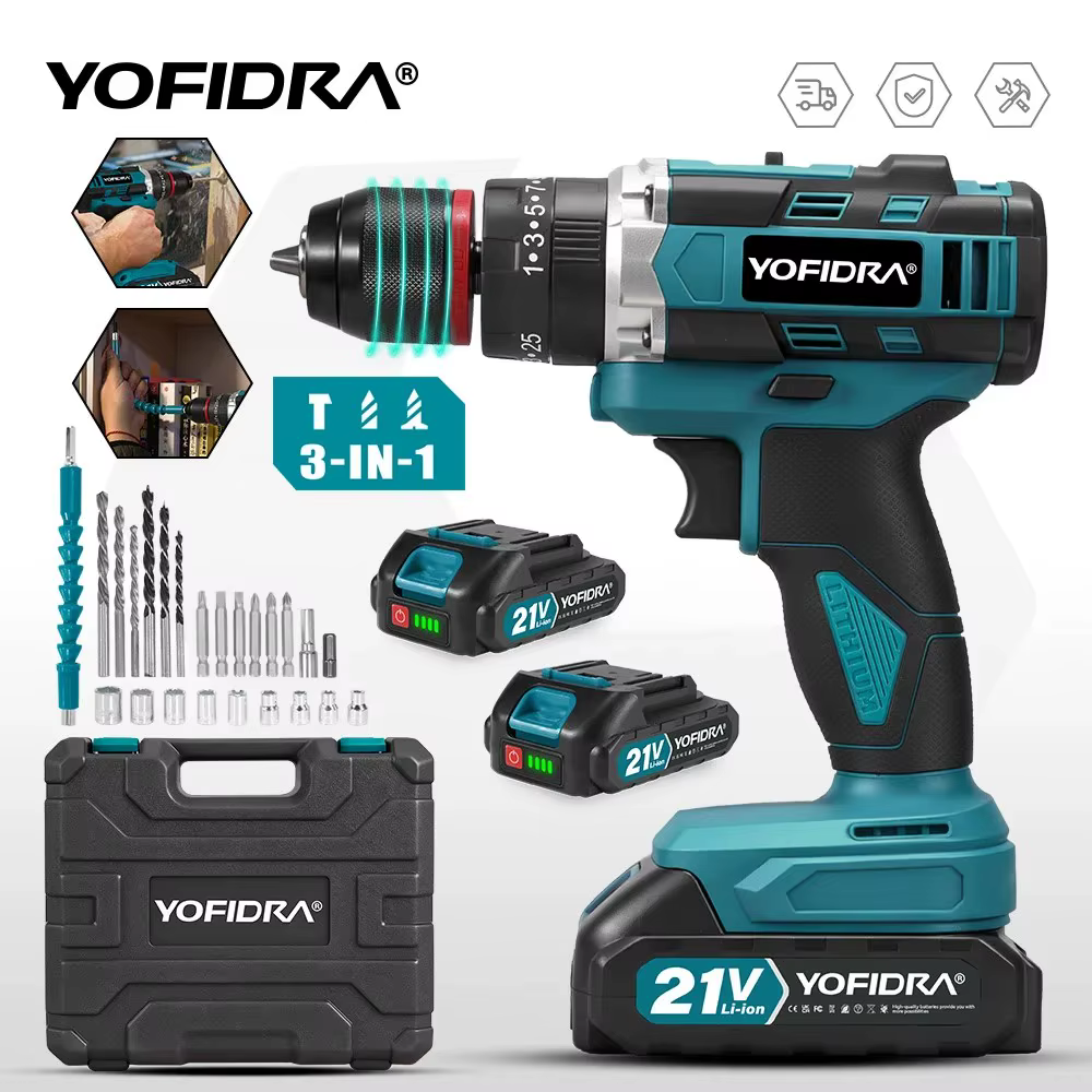 YOFIDRA 3IN1 perceuse à percussion électrique 25 + 3 couple