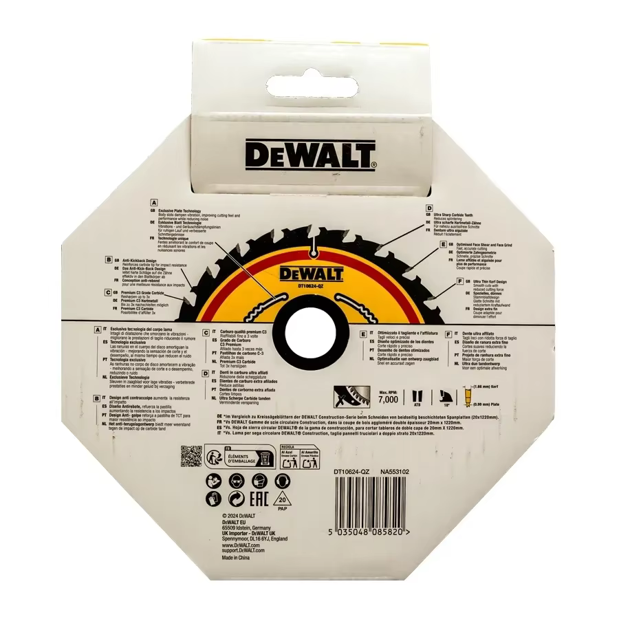DEWALT DT10624-A9 lame de scie à bois 24T Construction