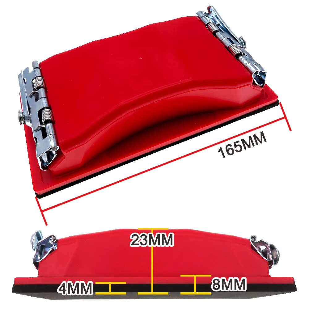 Support pour papier abrasif rectangulaire, ponceuse manuelle, couleur rouge