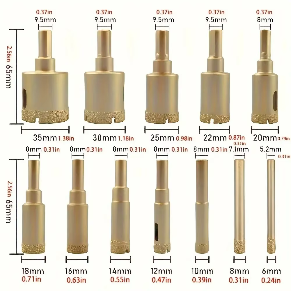 Kit de 12 forets diamantés 6-35 mm pour carrelage
