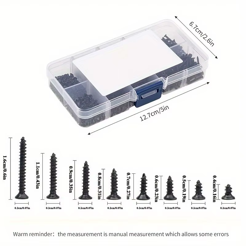 Jeu de vis autotaraudeuses M2 de 300 pièces en différentes tailles et styles - assemblage d'appareils comprenant des boîtes de rangement pratiques