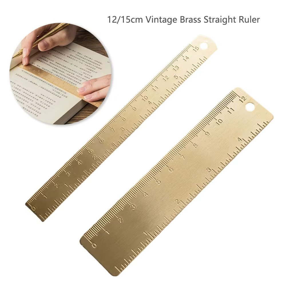Règle droite multifonction en laiton 12/15 cm