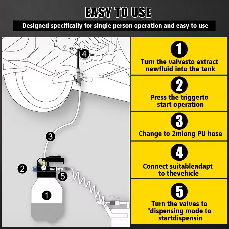 Outil de remplissage d'huile de Transmission pneumatique 10L